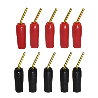 Abbildung von CERRXIAN Vergoldeter 2 mm Bananenstecker, Schraub Typ, Audio Lautsprecherkabel Anschluss Adapter, Schwarz und Rot, 10 Stück