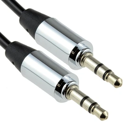 Abbildung von Profi Metall Schwarz 3,5 mm Klinkenstecker Männlich Zum Stereo Audio Kabel Anschlusskabel 1 m [1 Meter/1m]