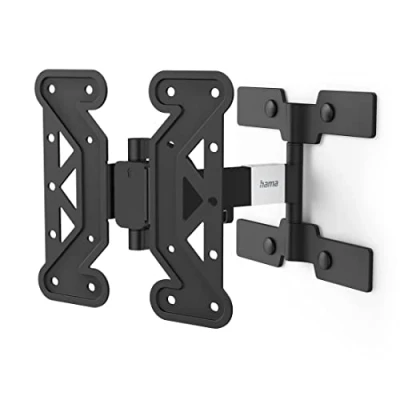 Abbildung von Hama TV Wandhalterung schwenkbar, neigbar, Slim (TV 19 48 Zoll, VESA 100x100 bis 200x200, 25kg, 2 Gelenke, ausziehbare Halterung, mit Fischer Dübeln &amp; Bohrschablone) schwarz