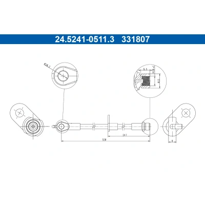 Abbildung von ATE 24.5241 0511.3 Bremsschläuche 520mm M10x1mm