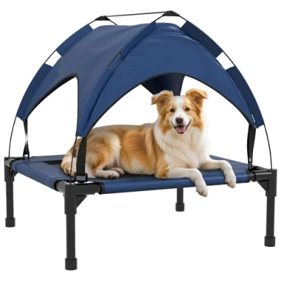 Abbildung von Erhöhtes Hundebett mit Baldachin, Haustierbett, Outdoor Hundeliege Dach