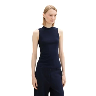 Abbildung von TOM TAILOR Denim Blusentop Ripp Top mit Stehkragen Talliert