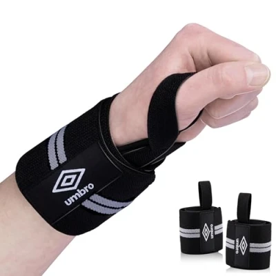 Abbildung von Umbro Handgelenk Bandagen Handgelenkstütze Zughilfen Krafttraining Handgelenkbandage Bandage Fitness Zubehör 2 Stück Handbandage Schwarz