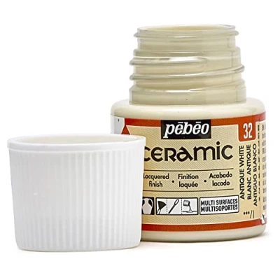 Abbildung von Pébéo Ceramic Deckende Farbe für Terrakotta, Keramik und Fayence Flakon 45 ml antikweiß