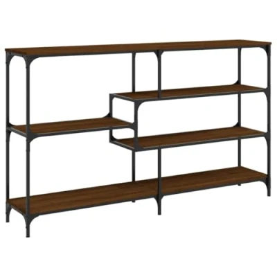 Abbildung von SDWEHO7 Konsolentisch Beistelltisch mit Ablagen, Flurtisch Schmal Standregal Ablagetisch für Vorzimmer, Braun Eichen Optik 160x32x95 cm Holzwerkstoff