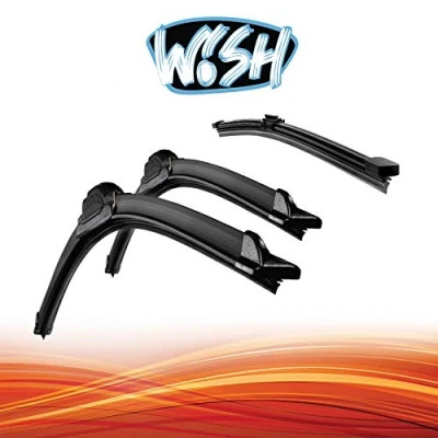 Abbildung von Wish® Universal Premium Satz Front + Heck Scheibenwischer Länge: 26&quot; 650mm / 22&quot; 550mm 15&quot; 380mm Wischblätter Vorne und Hinten Flachbalkenwischer ReView F UP26.22.B2.RF15