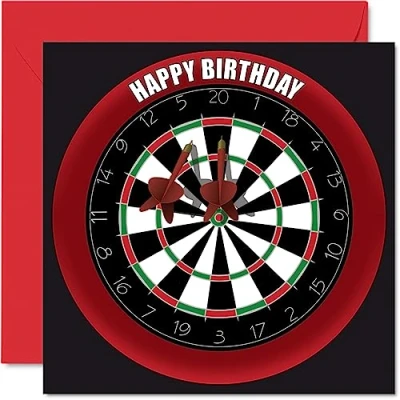 Abbildung von Lustige Geburtstagskarte zum 25. Geburtstag für Männer und Frauen Dartscheibe Happy Birthday Karte Sohn, Tochter, Bruder, Schwester, Onkel, Tante, Nichte, Neffe, Cousin, 145 mm x mm,