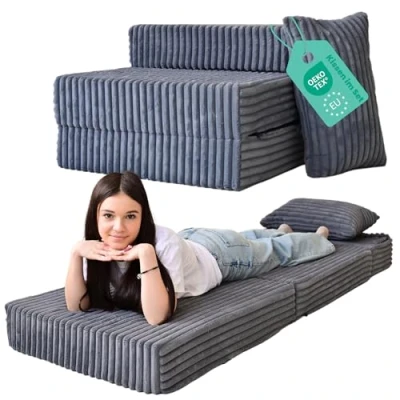 Abbildung von Odolplusz Premium Klappmatratze 70 x 205 15cm GRAU 3 teilige Faltmatratze mit abnehmbarem Bezug Schaumstoff extra dick Matratze faltbar klappbar Gästematratze Reisematratze
