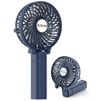 Abbildung von iEGrow Handventilator Tragbarer Mini Ventilatoren USB Wiederaufladbarer [4 11 Betriebsstunden] 3 Geschwindigkeiten Aufladbarem Batterie für Reisen Zuhause (Blau)