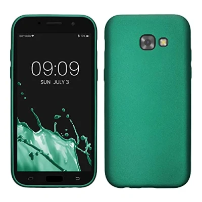 Abbildung von kwmobile Case kompatibel mit Samsung Galaxy A5 (2017) Hülle Schutzhülle aus Silikon metallisch schimmernd Handyhülle Metallic Dunkelgrün