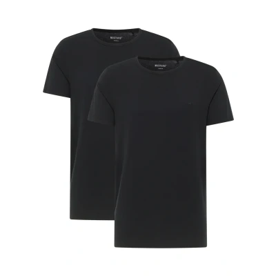 Abbildung von MUSTANG Herren T Shirt Allen 2er Pack Regular Fit S 3XL Weiss Schwarz Stretch, Größe:S, Farbe:Black 4142