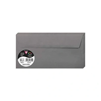 Abbildung von Clairefontaine 5635C Packung mit 20 Umschlägen Pollen Format DL 11x22 cm, 120g, selbstklebend, ideal für Einladungen und Korrespondenz, Premium glattes Papier, Stahlgrau, 1 Pack