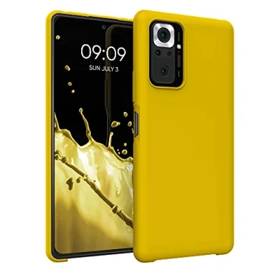 Abbildung von kwmobile Hülle kompatibel mit Xiaomi Redmi Note 10 Pro Silikon Handy Case Handyhülle weiche Oberfläche kabelloses Laden Honiggelb