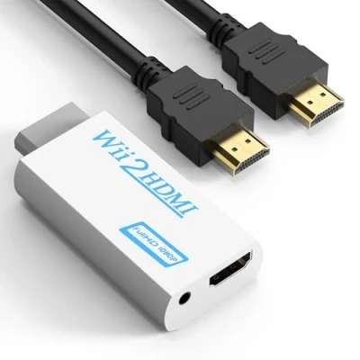 Abbildung von GoldOars Wii HDMI Adapter zu 1080P/720P HD Converter mit 3,5mm Stereo Audio Buchse +1.5m Kabel Unterstützt NTSC/PAL Format für Smart TV HDTV (Weiß)