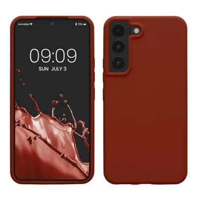 Abbildung von kwmobile Schutzhülle kompatibel mit Samsung S22 Hülle Silikon Case Handyhülle weiche Oberfläche kabelloses Laden Spice Red