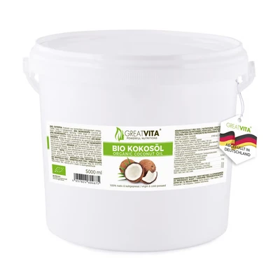 Abbildung von GreatVita Bio Kokosöl, nativ, 5000ml im Eimer zum Kochen &amp; Backen