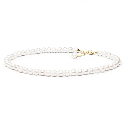 Abbildung von Gaura Pearls Perlenkette ECHTE Süßwasserzuchtperlen rund, weiß, 9 mm, 40 43 cm, 585 Gelbgold plattiert