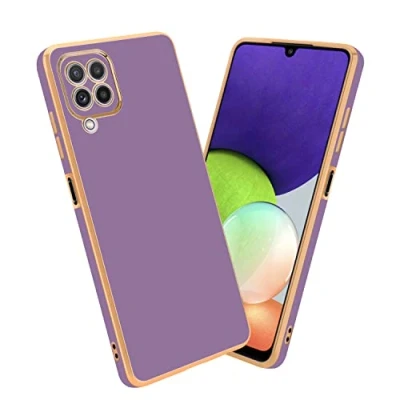 Abbildung von Cadorabo Hülle kompatibel mit Samsung Galaxy M22 M32 4G Schutzhülle TPU Silikon Case Liquid Design Kameraschutz Slim Kratzfest Gummi Rundumschutz für in Lila