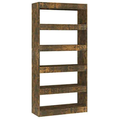 Abbildung von SDWEHO7 Bücherregal Standregal freistehendes Büroregal Aktenregal Aufbewahrungsregal Raumteiler Lagerregal für Wohnzimmer, Räuchereiche 80x30x166 cm Holzwerkstoff