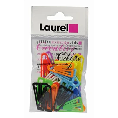 Abbildung von Laurel Büroklammer Plastiklips aus Polystyrol, 25 mm, SB Beutel, grund/leuchtfarbig sortiert 0112 98