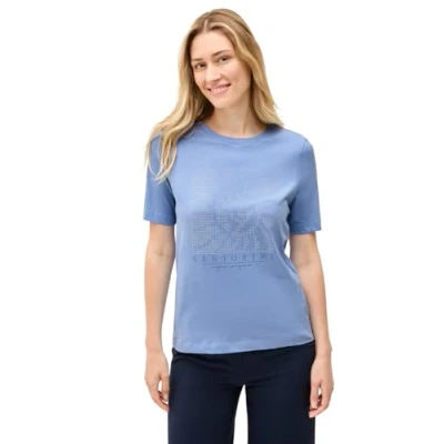 Abbildung von CECIL Damen B323582 Shirt mit Schmucksteinen, Deep Pastel Blue, M