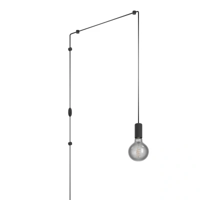 Abbildung von EGLO Hängelampe Pinetina, Lampenfassung mit Kabel und Stecker, Pendelleuchte über Esstisch, Esszimmerlampe aus Metall in Schwarz, E27 Fassung