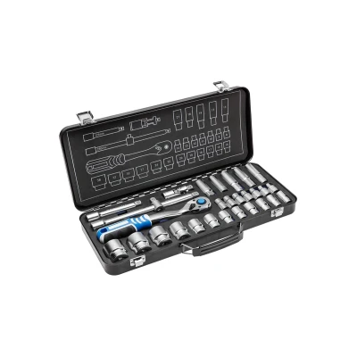 Abbildung von Hogert Technik HT1R480 Werkzeugset 29 8, 9, 10, 11, 12, 13, 14, 15, 16, 17, 18, 19, 21, 22, 24, 27, 30, 32, 36 12,5 (1/2&quot;) Vierkant