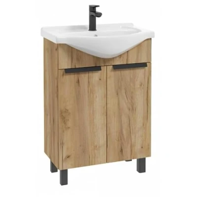 Abbildung von Deftrans waschbecken mit unterschrank 60 x 85 43,5 cm waschtisch unterschrank, gäste WC, Waschbeckenunterschrank Badschrank Holz