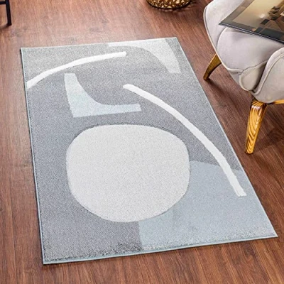 Abbildung von Surya Agen Teppich Läufer modern Abstrakt Design in Marmor Optik für Wohnzimmer, Esszimmer, Schlafzimmer groß, weicher Kurzflor 80x150cmTeppich Weiß, Holzkohle, Hellgrau