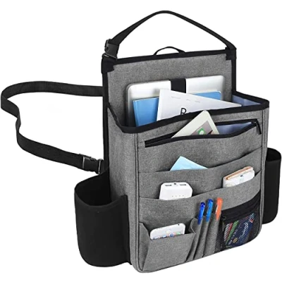 Abbildung von Luxja Auto Rücksitz Organizer, Autositz Aufbewahrung Rücksitz, Vordersitz Organizer mit Laptop und Tabletten Lagerung, Grau