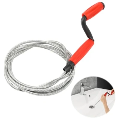 Abbildung von VFANDV Abflussreiniger Spirale, 235cm x 6mm Spirale Abfluss Rohrreinigung Küche Spülbecken Kanal Reinigungshaken Handkurbel Rohrreinigungsspirale für Waschbecken Badewanne WC Dusche