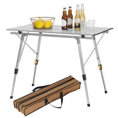 Abbildung von Woltu Campingtisch (1 St), aus Alu,höhenverstellbar, 90x52.2X(45 72) cm