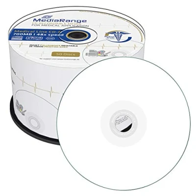 Abbildung von MediaRange Medical Line CD R 700MB80min 48 fache Schreibgeschwindigkeit, vollflächig bedruckbar (Tintenstrahldrucker), 50er Cakebox
