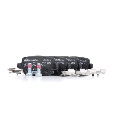 Abbildung von BREMBO P 24 075X Bremsbelagsatz exkl. Verschleißwarnkontakt mit Bremssattelschrauben Zubehör FORD: Galaxy Mk2 MPV, MONDEO 4, S Max Mk1