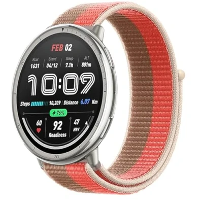 Abbildung von KoGiio 20mm Armband für Amazfit GTS 4/GTS 4 Mini/GTS 3/GTS 2 2e/GTS 2/GTS/GTR 42mm,Nylon Atmungsaktive Uhrenarmband Bip 3 Pro/Bip 3/Bip/Bip S/Bip Lite/Bip U Pro Weizen/Rosa