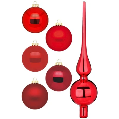 Abbildung von MAGIC by Inge Weihnachtsbaumkugel &quot;Ruby Red, Weihnachtsdeko, Christbaumschmuck&quot;, (Set, 46 St.), Christbaumkugeln aus Glas, 45 Kugeln Ø ca. 4 6 cm, inkl. Spitze 28 cm