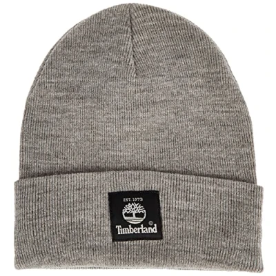 Abbildung von Timberland Herren Short Watch Cap with Woven Label Hut für kaltes Wetter, Light Heather Grey 2, Einheitsgröße