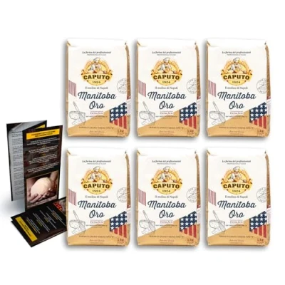 Abbildung von DELICRET 6x 1kg Caputo Mehl 14,5% Eiweiß Manitoba ORO Tipo 0 + 1x 100g Lievito Trockenhefe das für lange Gehzeiten