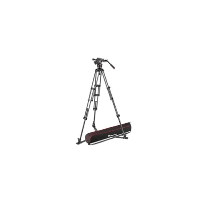 Abbildung von Manfrotto Nitrotech 608 Fluid Videokopf für Videoaufnahmen mit Doppelrohr Stativ aus Carbon Bodenspinne DSLR , Spiegellos, Video und Cinema Kamerasysteme, Fotozubehör 14 kg Nutzlast