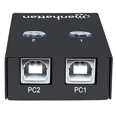 Abbildung von Manhattan 2 Port USB 2.0 Umschalter (Zum Teilen eines Geraetes Umschalten per Tastaturkuerzel oder Tastendruck am Geraet) 162005