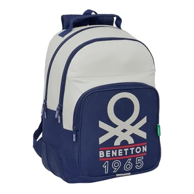 Abbildung von Safta BENETTON VARSITY Schulrucksack für Kinder, ideal Kinder verschiedener Altersgruppen, bequem und vielseitig, Qualität Widerstandsfähigkeit, 32 x 15 42 cm, Marineblau/Grau, Marineblau /