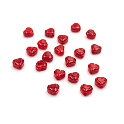 Abbildung von Vintageparts Glasperlen als Herz in transparenten rot 6mm 20 Stück zum Schmuck selber basteln