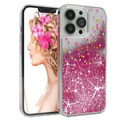 Abbildung von EAZY CASE Hülle kompatibel mit iPhone 13 Pro Schutzhülle Flüssig Glitzer, Handyhülle, Schutzhülle, Back Cover Glitter Flüssigkeit, TPU/Silikon, Transparent/Durchsichtig, Pink