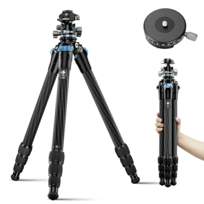 Abbildung von SIRUI 130cm Carbon Reisestativ AM 284 Fotostativ, Kompaktes Professionelles Stativ Kamera mit KS 30 Niedrigprofil Kugelkopf, Schnellwechsel System, Tragfähigkeit bis 15kg