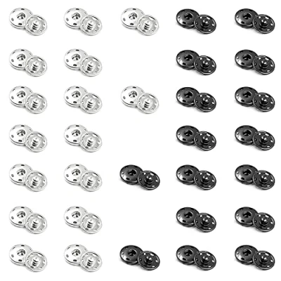 Abbildung von YDHfdc 32 Sätze Metall Druckknopf Annähen Druckknöpfe Schwarz Silber Zum für Geldbörse Handtasche Kleidung Nähen Handwerk DIY Lieferung（7mm）