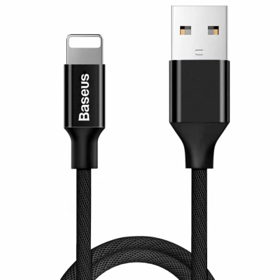 Abbildung von Baseus Yiven 120 cm Ladekabel 2 A Schnelle und Daten Kabel geflochtene Metall Aluminium Anschluss USB auf Lightning (iPhone) schwarz