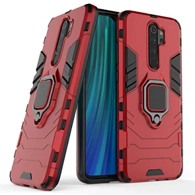 Abbildung von Max Power Digital Hülle für Xiaomi Redmi Note 8 Pro Drehbar Ringhalter Cover Magnet Bumper Handyhülle Case Stoßfest Doppelschichter Schutzhülle Outdoor Shock Absorption Mit Ring (Rot)
