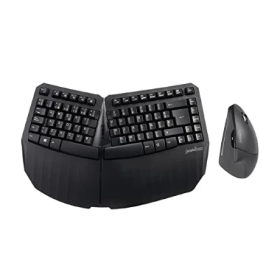Abbildung von Perixx PERIDUO 813B ES Set mit kompakter, ergonomischer Tastatur und kabelloser vertikaler Maus 6 Tasten Schwarz Spanisch QWERTY