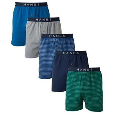 Abbildung von Hanes Herren Boxershorts mit ComfortFlex Bund, 5er Pack, farblich Sortiert, 5 Stück, Large
