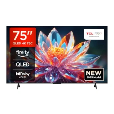 Abbildung von TCL 75T6C 75 Zoll QLED 4K HDR Fernseher, Smart Fire TV mit Dolby Vision &amp; Atmos, HDR10+, Sprachbefehl Funktion Ask Alexa
